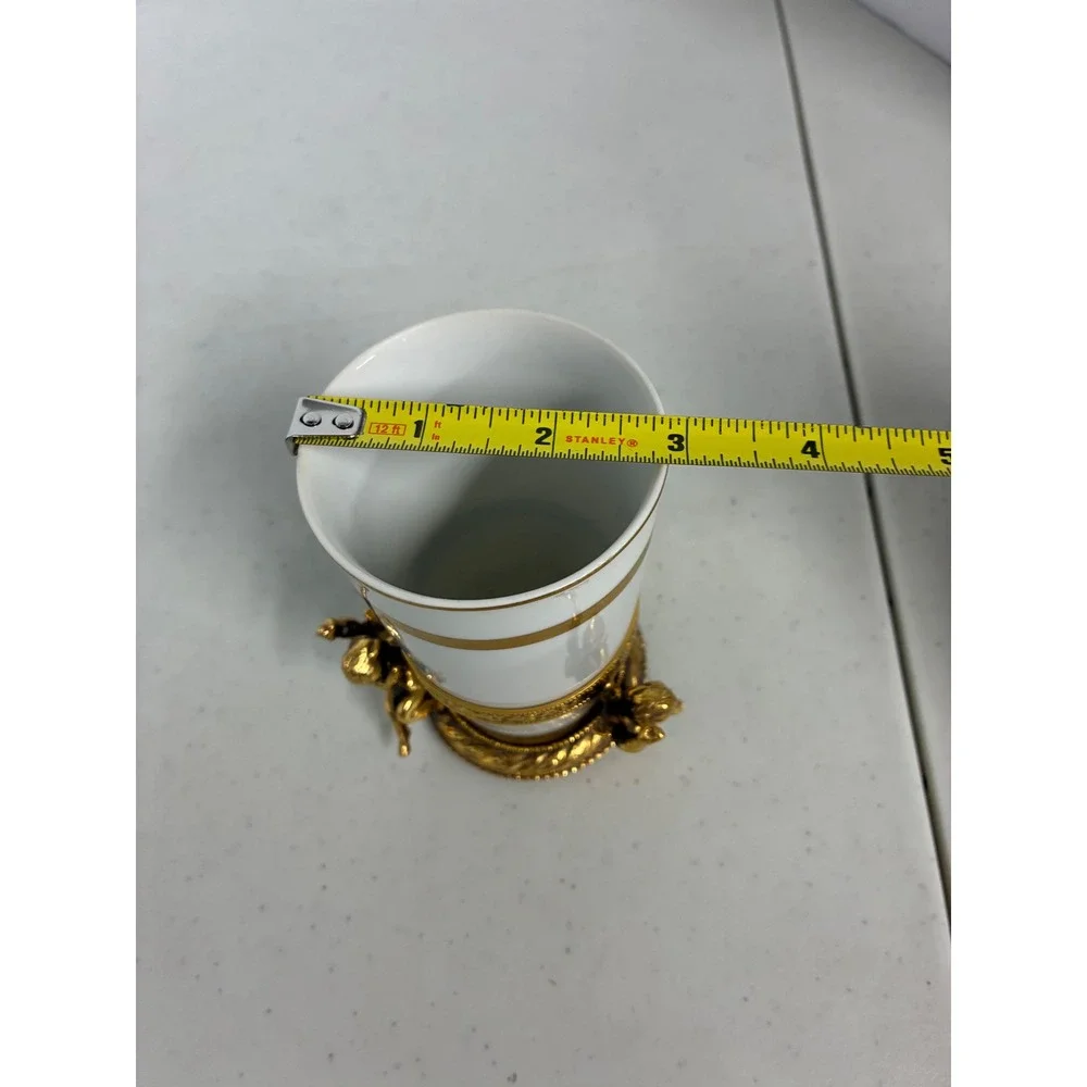 Vintage‎ Stylebuilt NY 24K Gold Plated Cherub Porcelain Tumbler Cup Regency